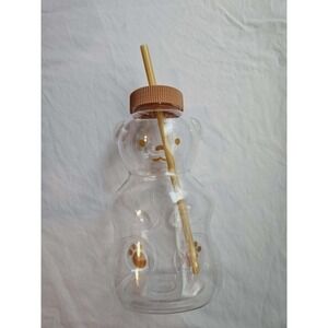 Cute Bear-Shaped Clear Tumbler Cup with Straw & Lid